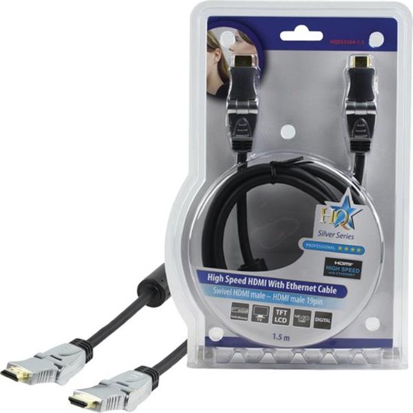 Grote foto hq hqss5564 1.5 high speed hdmi kabel met ethernet hdmi connector hdmi connector draaibaar 1.50 m antiek en kunst overige in antiek gebruiksvoorwerpen