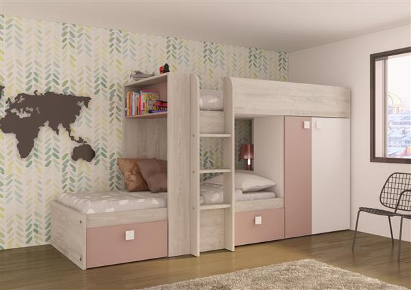 Grote foto maxim multifunctioneel stapelbed 90x190 oudroze trasman huis en inrichting bedden