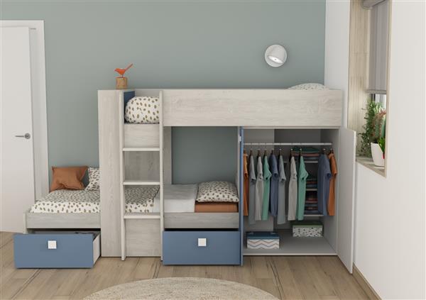 Grote foto maxim multifunctioneel stapelbed 90x190 blauw trasman huis en inrichting bedden