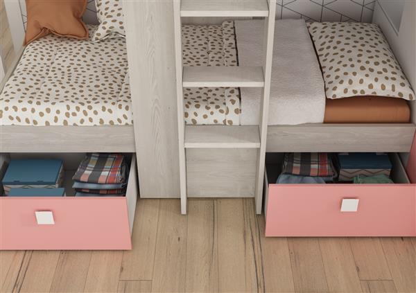 Grote foto maxim multifunctioneel stapelbed 90x190 roze trasman huis en inrichting bedden
