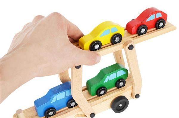 Grote foto autotransporter vrachtwagen kinderen en baby los speelgoed