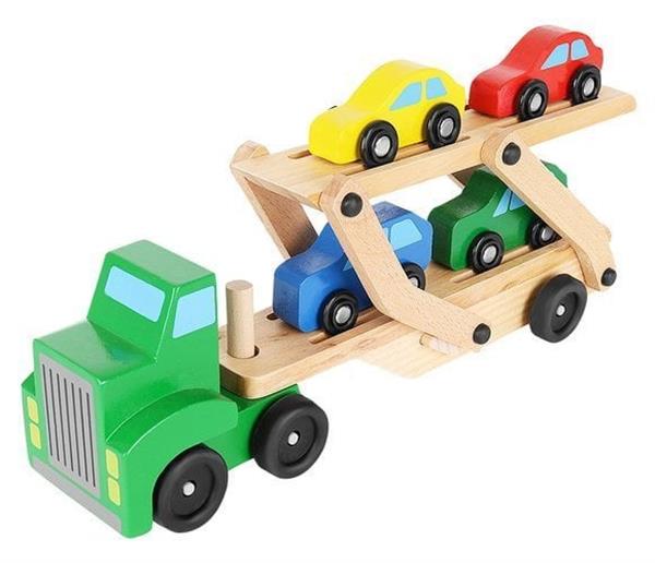 Grote foto autotransporter vrachtwagen kinderen en baby los speelgoed