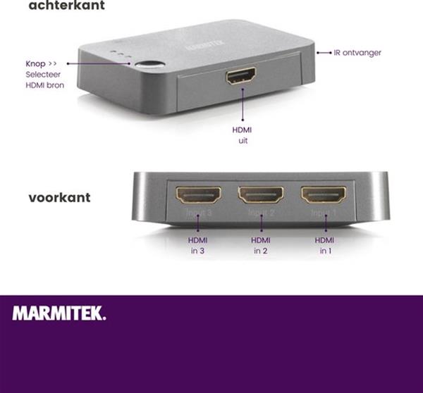 Grote foto marmitek hdmi switch connect 310 uhd hdmi switch 4k hdmi switch 3 poorts cec edid verpakk computers en software netwerkkaarten routers en switches