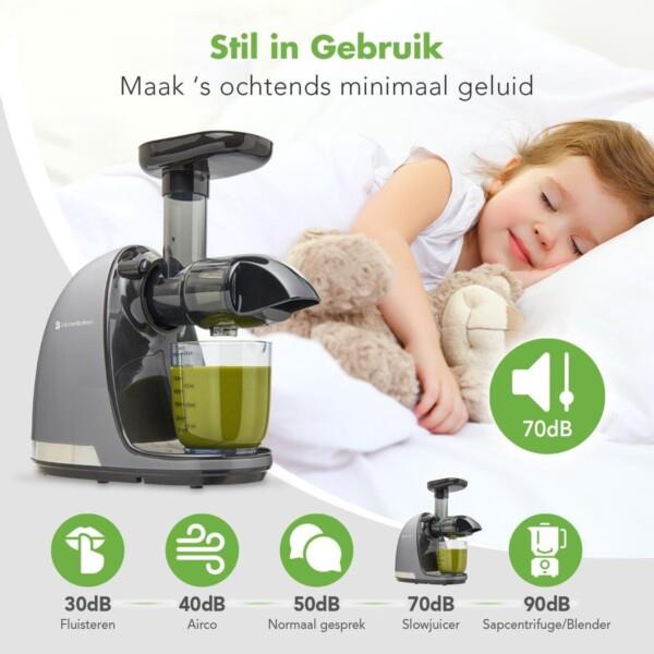 Grote foto kitchenbrothers slowjuicer juicer groenten en fruitpers 700ml grey huis en inrichting keukenbenodigdheden
