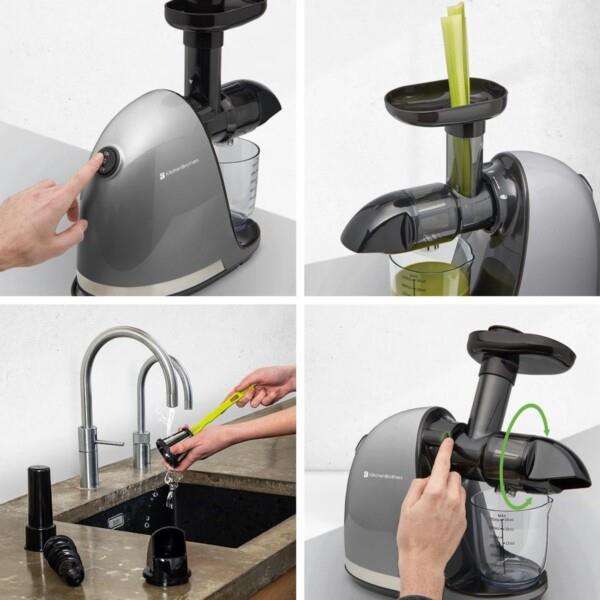 Grote foto kitchenbrothers slowjuicer juicer groenten en fruitpers 700ml grey huis en inrichting keukenbenodigdheden