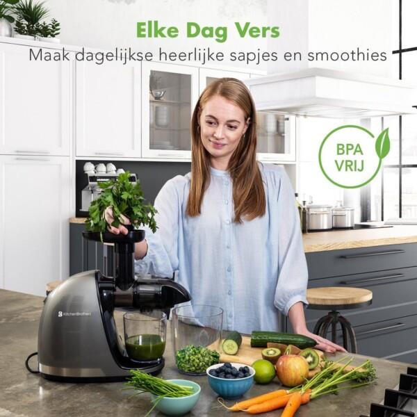 Grote foto kitchenbrothers slowjuicer juicer groenten en fruitpers 700ml grey huis en inrichting keukenbenodigdheden