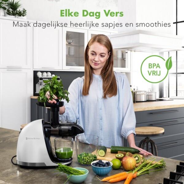 Grote foto kitchenbrothers slowjuicer juicer groenten en fruitpers 700ml wit huis en inrichting keukenbenodigdheden