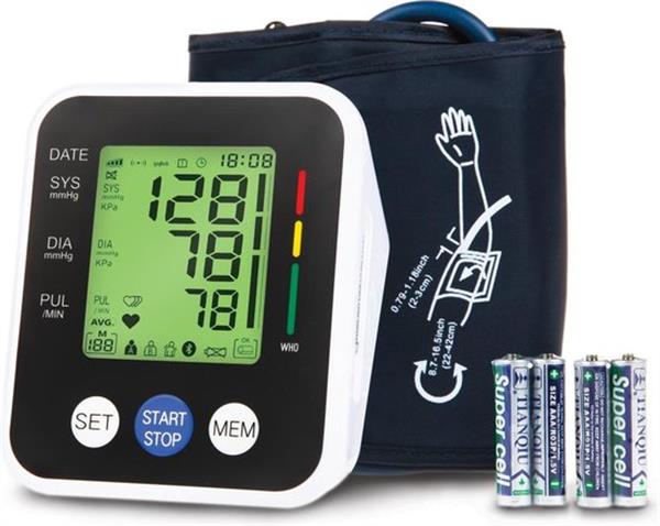 Grote foto lifegoods bloeddrukmeter bovenarm met automatisch oppompen verpakking beschadigd witgoed en apparatuur persoonlijke verzorgingsapparatuur