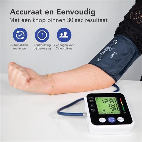 Grote foto lifegoods bloeddrukmeter bovenarm met automatisch oppompen verpakking beschadigd witgoed en apparatuur persoonlijke verzorgingsapparatuur