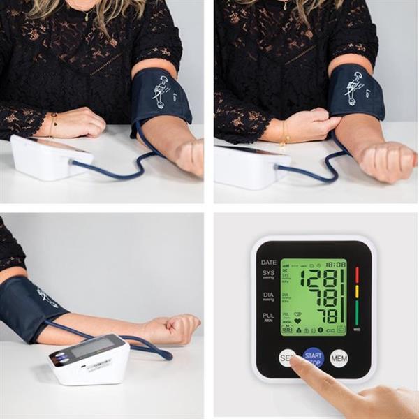 Grote foto lifegoods bloeddrukmeter bovenarm met automatisch oppompen verpakking beschadigd witgoed en apparatuur persoonlijke verzorgingsapparatuur