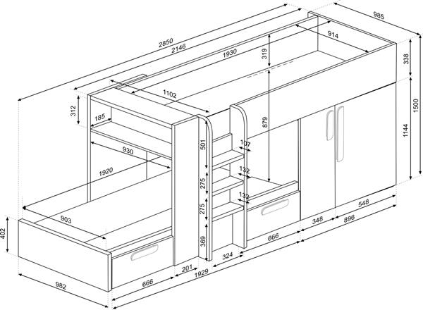 Grote foto maxim multifunctioneel stapelbed 90x190 groen trasman huis en inrichting bedden