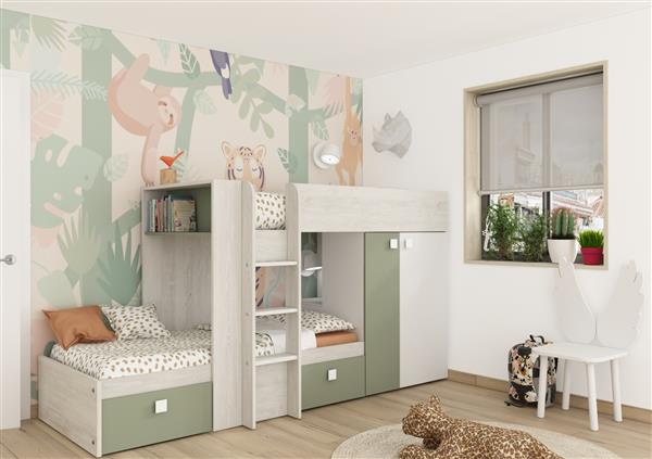 Grote foto maxim multifunctioneel stapelbed 90x190 groen trasman huis en inrichting bedden