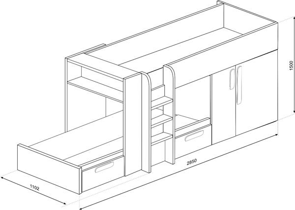 Grote foto maxim multifunctioneel stapelbed 90x190 groen trasman huis en inrichting bedden
