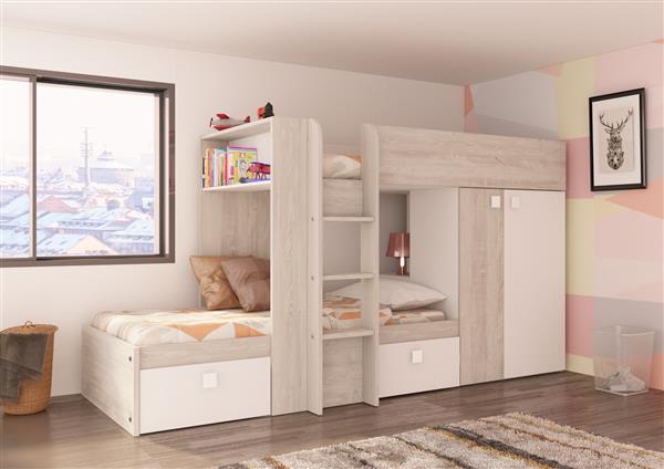 Grote foto maxim multifunctioneel stapelbed 90x190 wit trasman huis en inrichting bedden