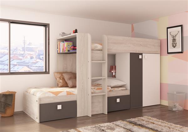 Grote foto maxim multifunctioneel stapelbed 90x190 antraciet trasman huis en inrichting bedden