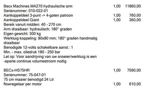 Grote foto beckx maaiarm ma270 en hs75hr heggensnoeier met giant aansluiting doe het zelf en verbouw aanbouwdelen