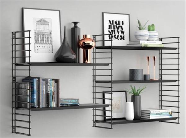 Grote foto tomado wandrek uitbreidingsset boekenrek 1 zwart rek 2 zwarte planken huis en inrichting woningdecoratie