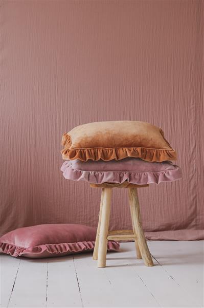 Grote foto zacht velours kussen met franje light pink light pink kinderen en baby complete kinderkamers