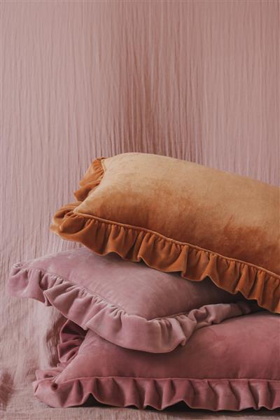 Grote foto zacht velours kussen met franje light pink light pink kinderen en baby complete kinderkamers