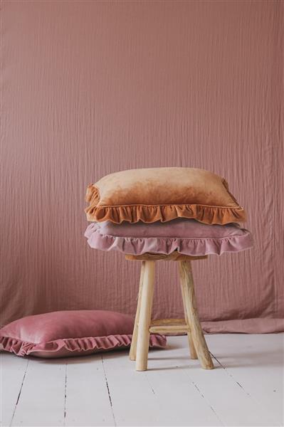 Grote foto zacht velours kussen met franje light pink light pink kinderen en baby complete kinderkamers