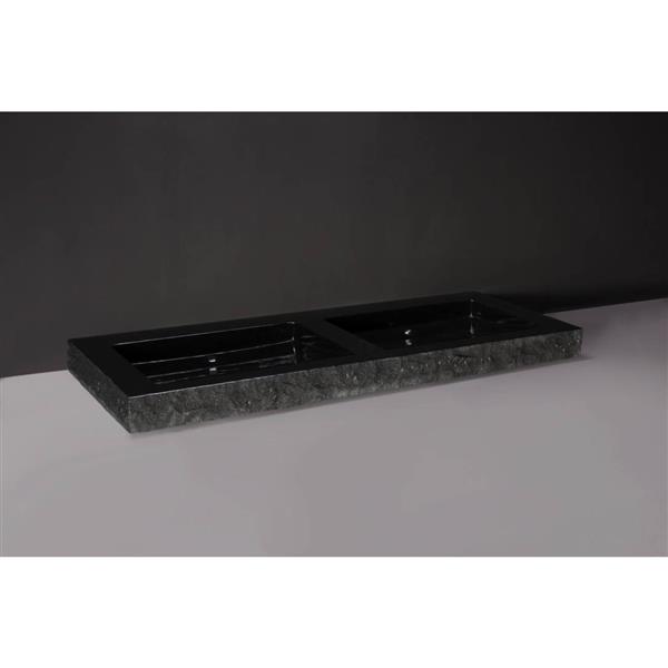 Grote foto palermo doppio wastafel 140.5x51.5x9 cm graniet gekapt antraciet huis en inrichting complete badkamers