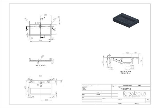 Grote foto palermo wastafel graniet gezoet gekapt 60x40x9 cm huis en inrichting complete badkamers