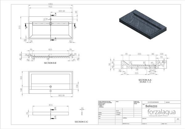 Grote foto bellezza wastafel graniet gezoet 100 5x51 5x9 cm huis en inrichting complete badkamers