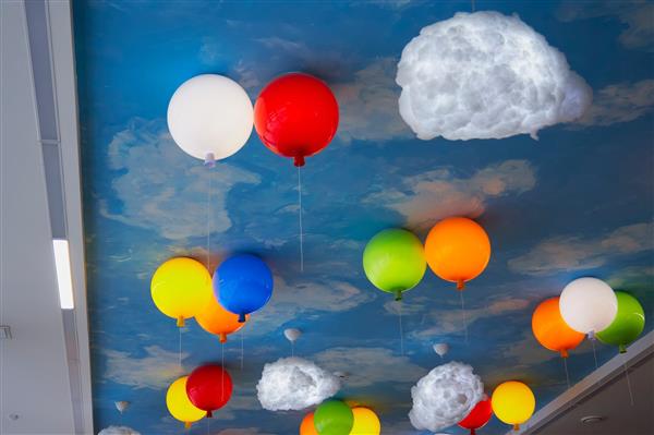 Grote foto plafondlamp ballonlamp blauw klein inclusief 4w led lamp funnylights huis en inrichting overige