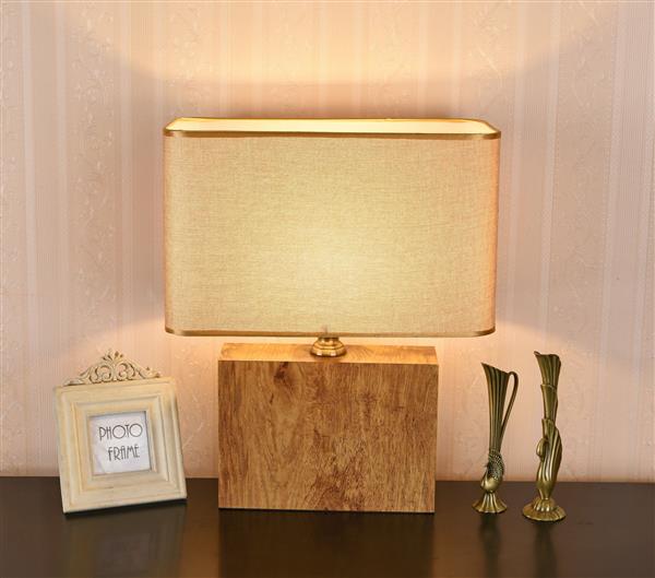 Grote foto tafellamp modern hout met beige kap 50 cm valott ayote huis en inrichting overige