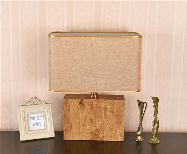 Grote foto tafellamp modern hout met beige kap 50 cm valott ayote huis en inrichting overige