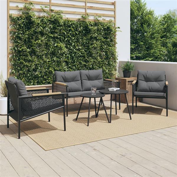 Grote foto vidaxl 5 delige balkonset met kussens staal zwart tuin en terras tuinmeubelen