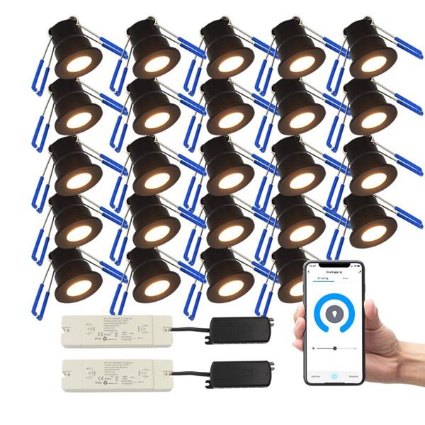 Grote foto smart zwarte led inbouwspots 24 stuks ip65 huis en inrichting overige