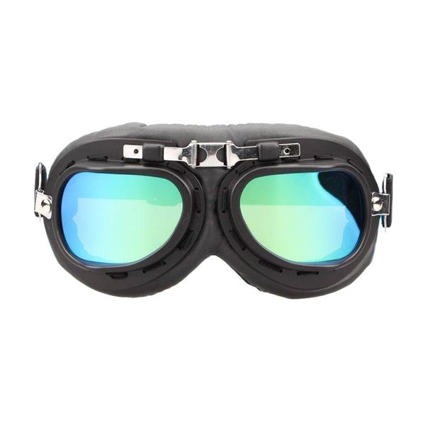 Grote foto crg zwart chrome motorbril glaskleur helder motoren kleding