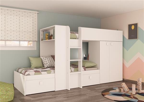 Grote foto maxim multifunctioneel stapelbed 90x200 volledig wit trasman huis en inrichting bedden