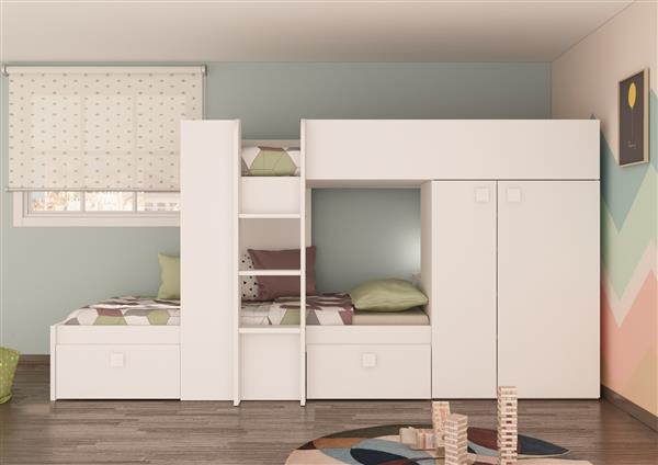 Grote foto maxim multifunctioneel stapelbed 90x200 volledig wit trasman huis en inrichting bedden