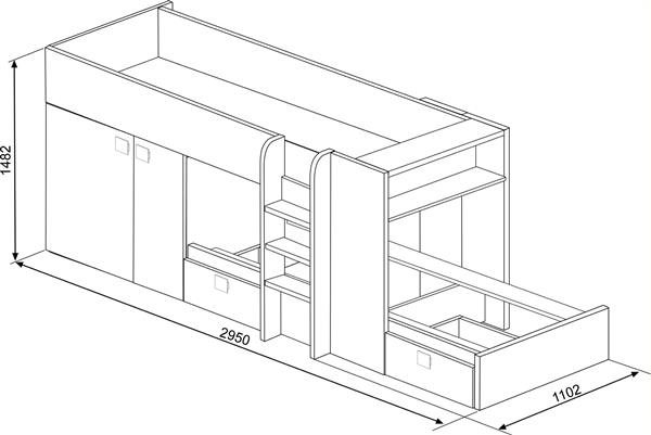 Grote foto maxim multifunctioneel stapelbed 90x200 volledig wit trasman huis en inrichting bedden