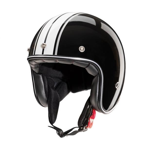 Grote foto redbike rb 742 retro jethelm zwart wit motoren kleding