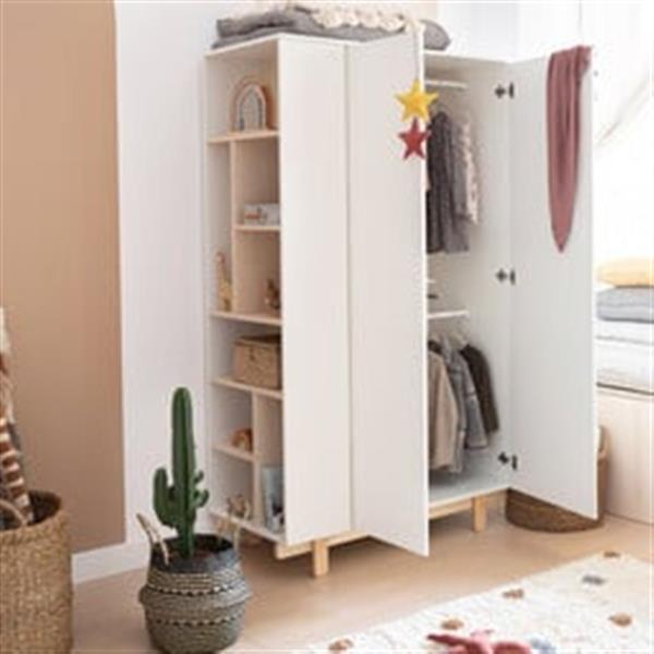 Grote foto kledingkast basic wood luck white white kinderen en baby complete kinderkamers