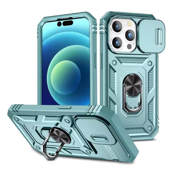 Grote foto armor hoesje voor iphone 14 pro max met kickstand en camera slide magneet grip cover groen telecommunicatie mobieltjes