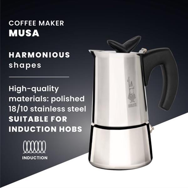 Grote foto bialetti musa inductie rvs 4 kops verpakking beschadigd witgoed en apparatuur koffiemachines en espresso apparaten