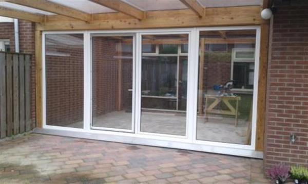 Grote foto 4 delige schuifpuien in wit kunststof b 4000 doe het zelf en verbouw kozijnen en schuifpuien