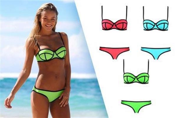 Grote foto beugel bikini neopreen triangle m l zomer 2024 licht groen huis en inrichting woningdecoratie