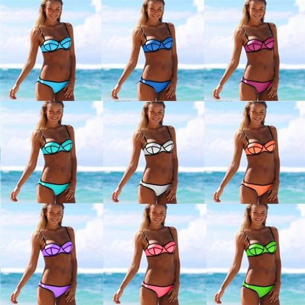Grote foto beugel bikini neopreen triangle m l zomer 2024 licht groen huis en inrichting woningdecoratie