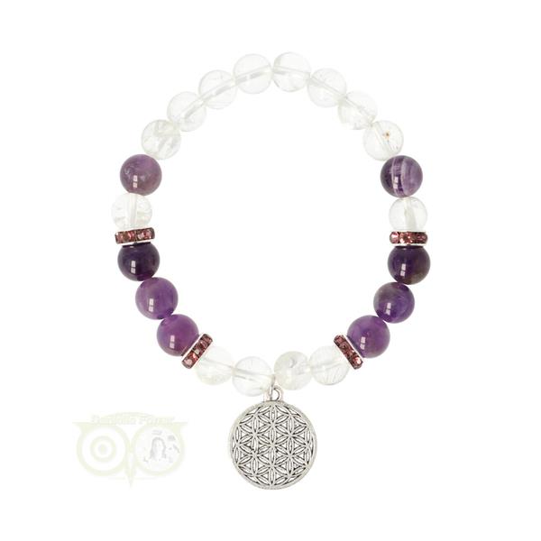 Grote foto armband bergkristal amethist bloem des levens bedel verzamelen overige verzamelingen