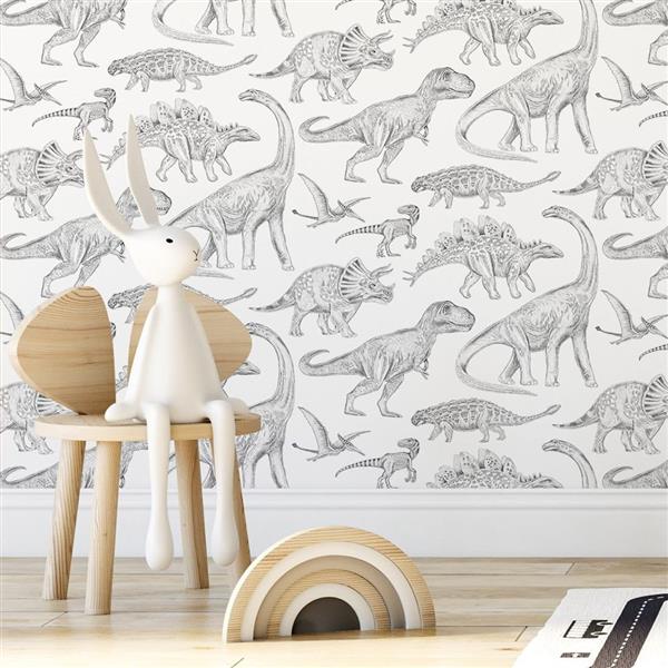 Grote foto behang dino white 2 8 m rol dino white 2 8m kinderen en baby complete kinderkamers