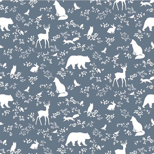Grote foto behang forest animals blue 10 m rol forest animals blue kinderen en baby complete kinderkamers