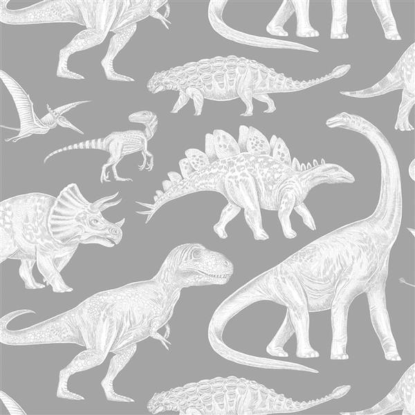 Grote foto behang dino gray 2 8 m rol dino gray kinderen en baby complete kinderkamers