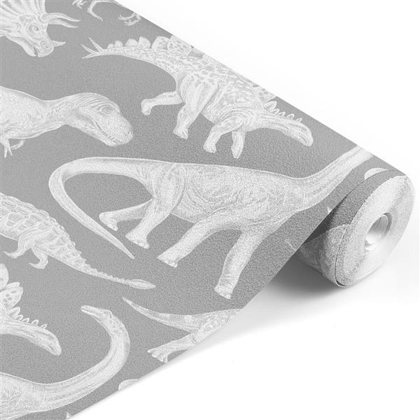 Grote foto behang dino gray 2 8 m rol dino gray kinderen en baby complete kinderkamers