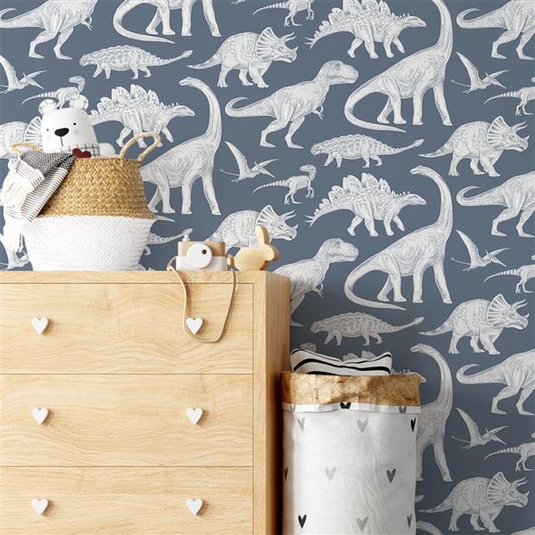Grote foto behang dino blue 2 8 m rol dino blue 2 8 m kinderen en baby complete kinderkamers