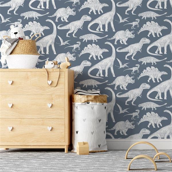 Grote foto behang dino blue 2 8 m rol dino blue 2 8 m kinderen en baby complete kinderkamers